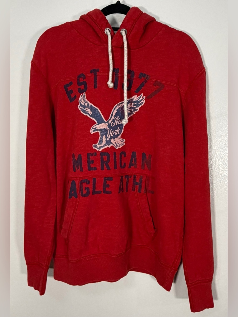 American Eagle Outfitters Red Graphic Eagle Pullover Hoodie